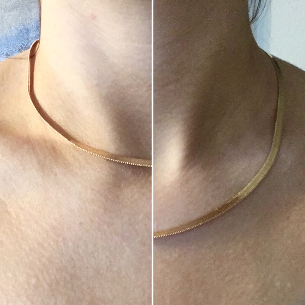 Flat Snake Gold Chain Minimalist Choker Necklace - Picture 7 of 8